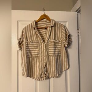 Universal Thread Lightweight Short Sleeve Striped Button Up Size Large